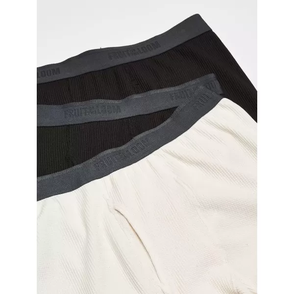 imageFruit of the Loom mens Recycled Premium Waffle Thermal Underwear Long Johns BottomBlackBlackNatural