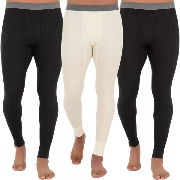 imageFruit of the Loom mens Recycled Premium Waffle Thermal Underwear Long Johns BottomBlackBlackNatural