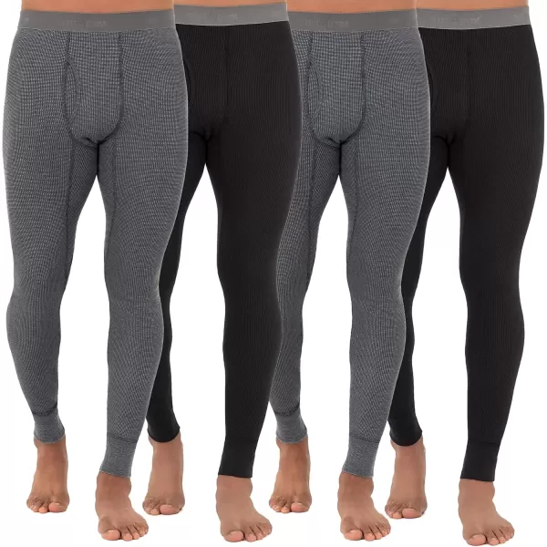 imageFruit of the Loom mens Recycled Premium Waffle Thermal Underwear Long Johns BottomBlackGreystone Heather 4 Pack