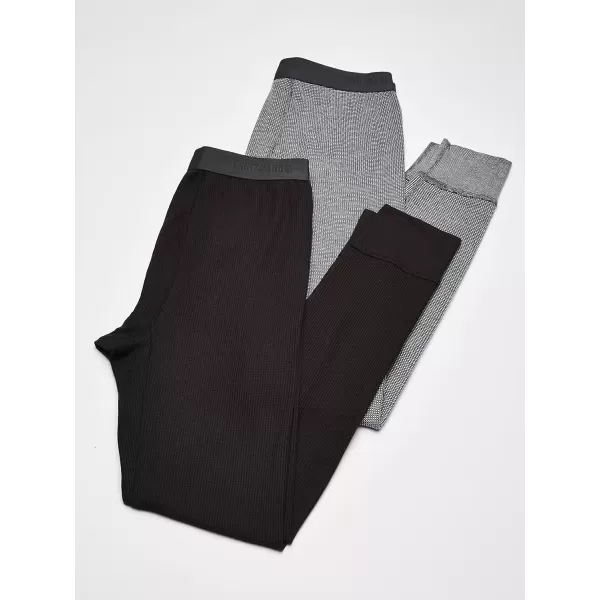 imageFruit of the Loom mens Recycled Premium Waffle Thermal Underwear Long Johns BottomBlackGreystone Heather 4 Pack