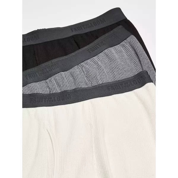imageFruit of the Loom mens Recycled Premium Waffle Thermal Underwear Long Johns BottomBlackGreystone HeatherNatural