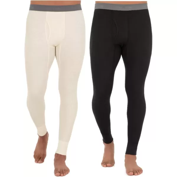imageFruit of the Loom mens Recycled Premium Waffle Thermal Underwear Long Johns BottomBlackNatural