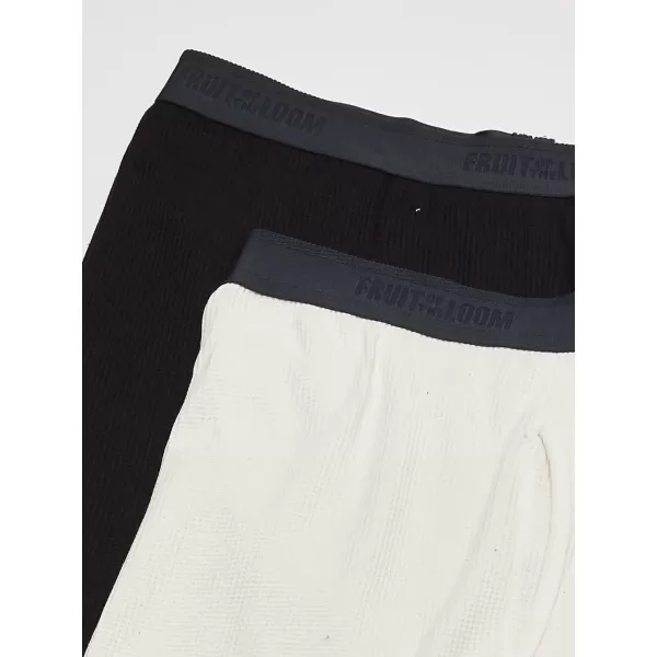 imageFruit of the Loom mens Recycled Premium Waffle Thermal Underwear Long Johns BottomBlackNatural