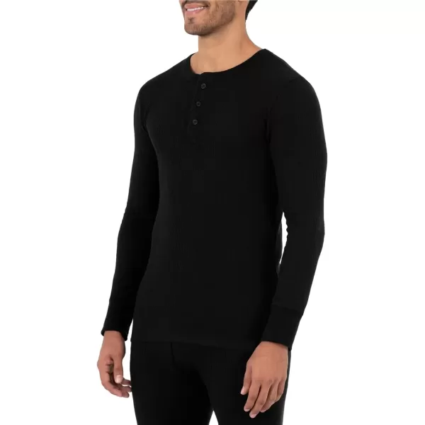 imageFruit of the Loom mens Recycled Waffle Thermal Underwear Henley TopBlack