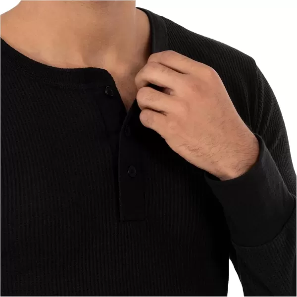 imageFruit of the Loom mens Recycled Waffle Thermal Underwear Henley TopBlack