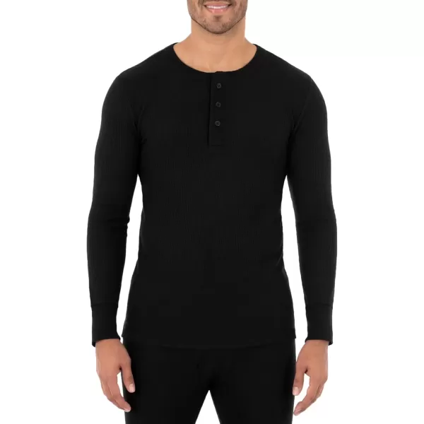 imageFruit of the Loom mens Recycled Waffle Thermal Underwear Henley TopBlack