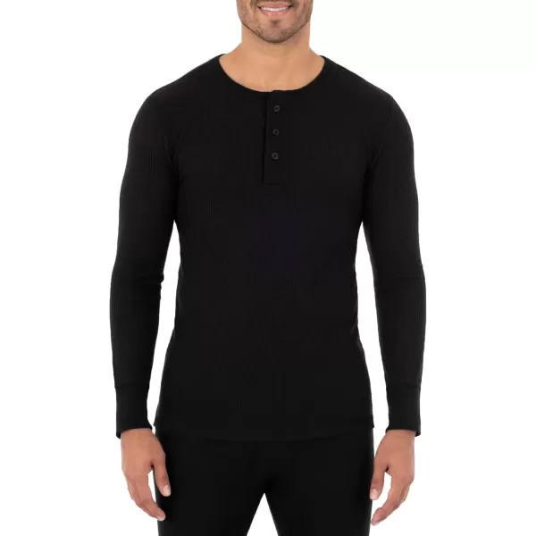 imageFruit of the Loom mens Recycled Waffle Thermal Underwear Henley TopBlackGreystone Heather