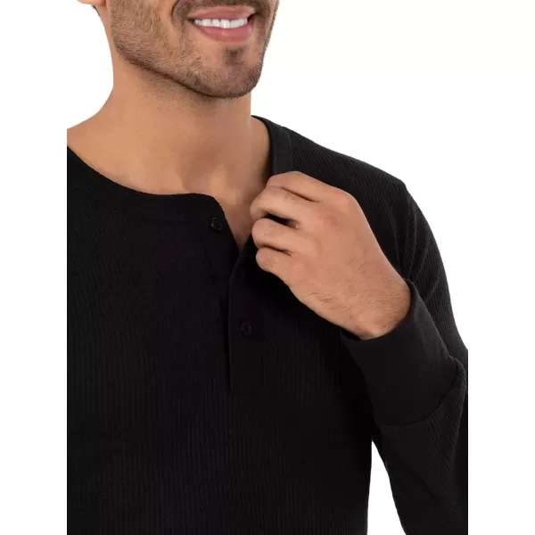 imageFruit of the Loom mens Recycled Waffle Thermal Underwear Henley TopBlackNavy