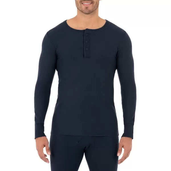imageFruit of the Loom mens Recycled Waffle Thermal Underwear Henley TopBlackNavy