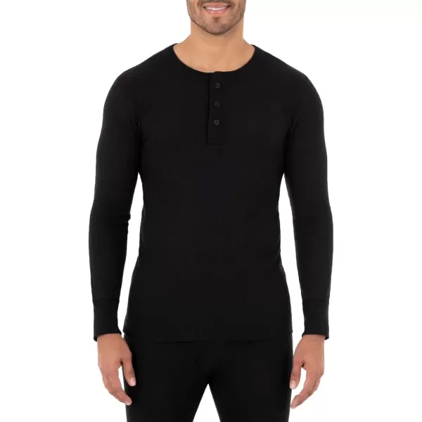 imageFruit of the Loom mens Recycled Waffle Thermal Underwear Henley TopBlackNavy