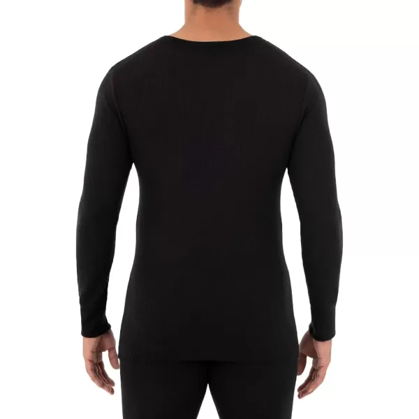 imageFruit of the Loom mens Recycled Waffle Thermal Underwear Henley TopBlackNavy