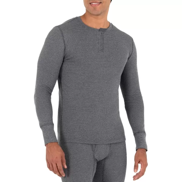 imageFruit of the Loom mens Recycled Waffle Thermal Underwear Henley TopGreystone Heather