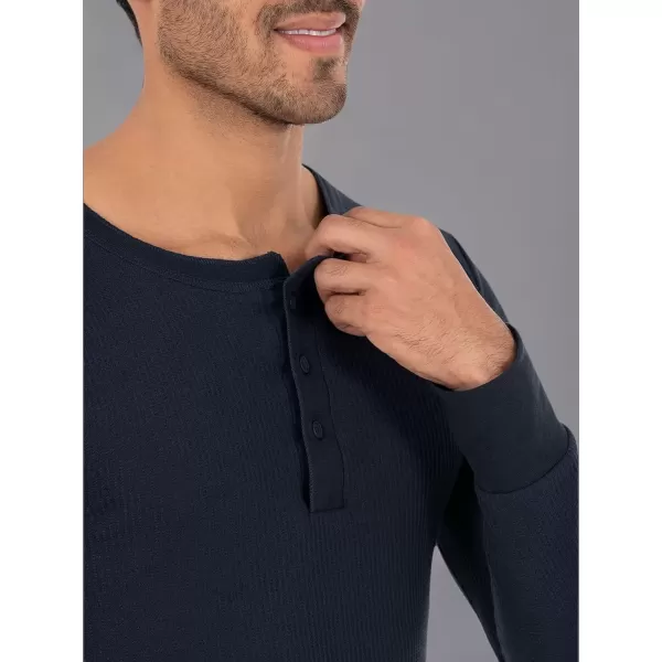imageFruit of the Loom mens Recycled Waffle Thermal Underwear Henley TopNavy