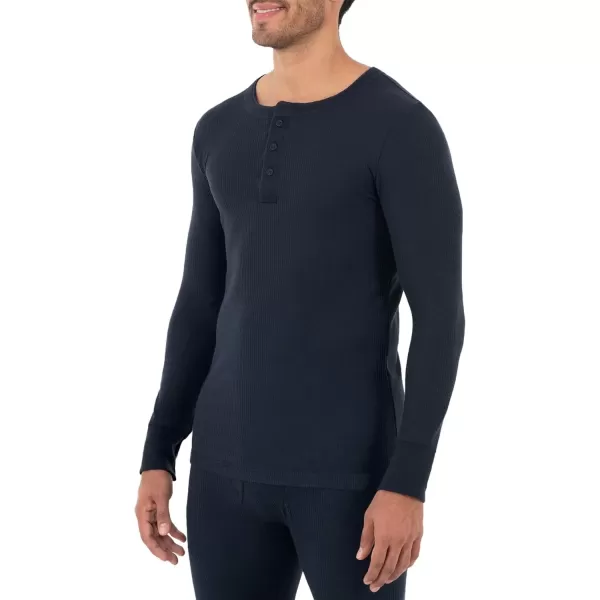 imageFruit of the Loom mens Recycled Waffle Thermal Underwear Henley TopNavy