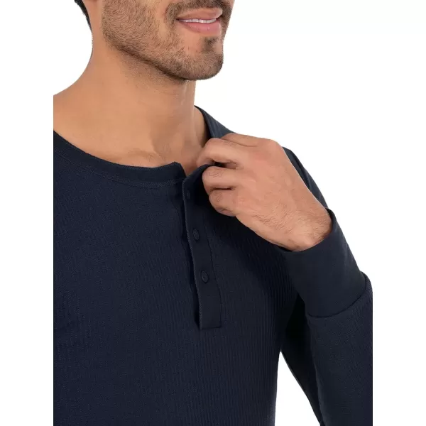 imageFruit of the Loom mens Recycled Waffle Thermal Underwear Henley TopNavy