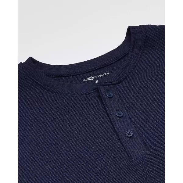 imageFruit of the Loom mens Recycled Waffle Thermal Underwear Henley TopNavy