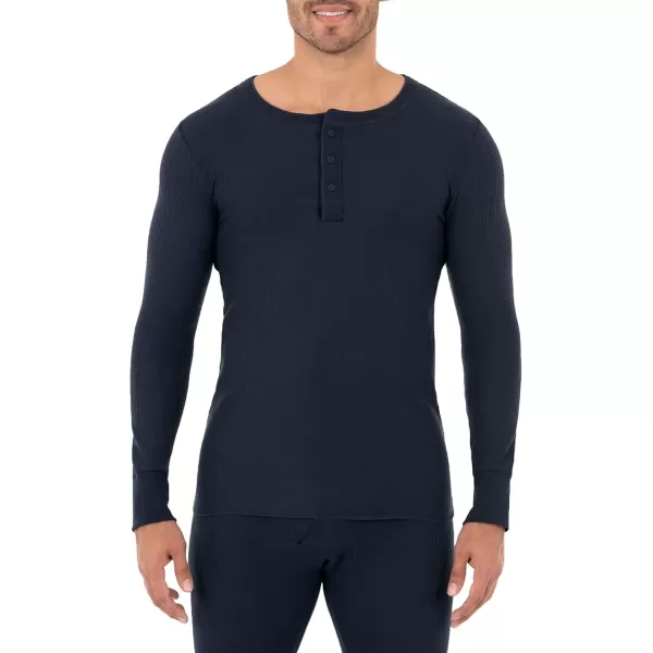 imageFruit of the Loom mens Recycled Waffle Thermal Underwear Henley TopNavy
