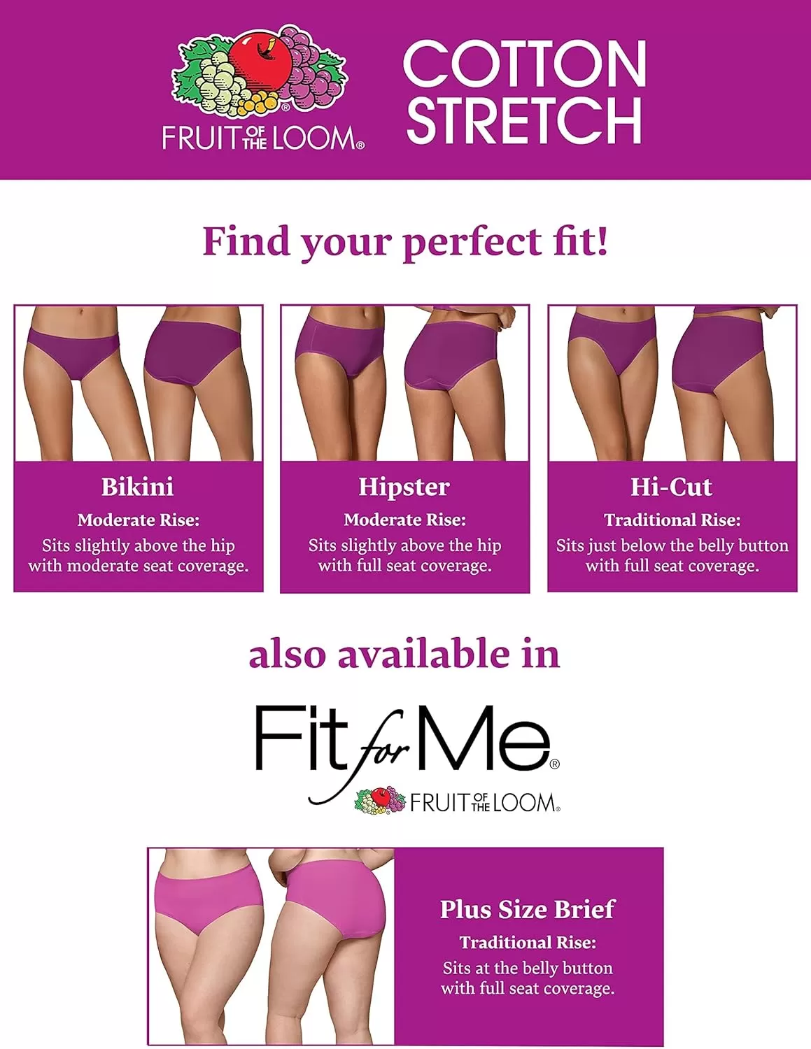 imageFruit of the Loom Womens Cotton Stretch Underwear Regular ampamp Plus SizePlus Size Brief  6 Pack  Assorted Color