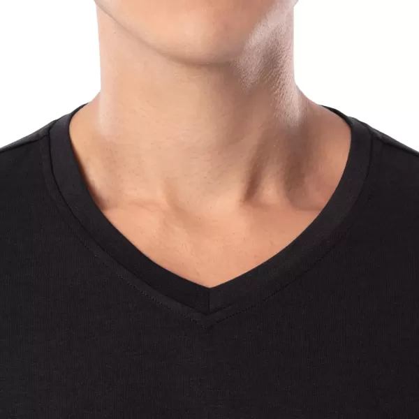 imageFruit of the Loom Mens 360 Stretch Short Sleeve VNeck Top and Pant Sleep Pajama SetBlack