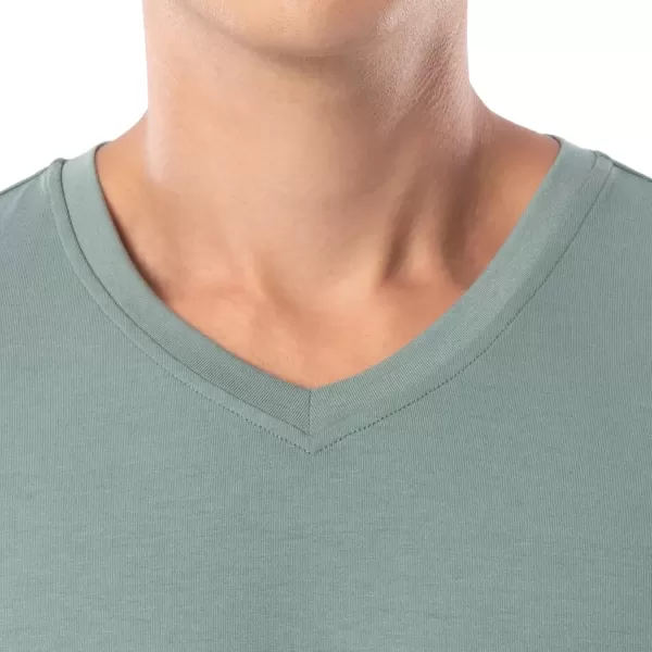 imageFruit of the Loom Mens 360 Stretch Short Sleeve VNeck Top and Pant Sleep Pajama SetGreen