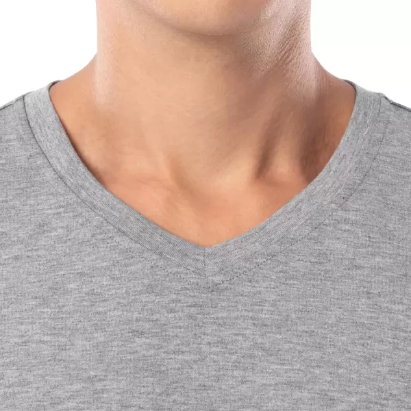 imageFruit of the Loom Mens 360 Stretch Short Sleeve VNeck Top and Pant Sleep Pajama SetGrey Heather