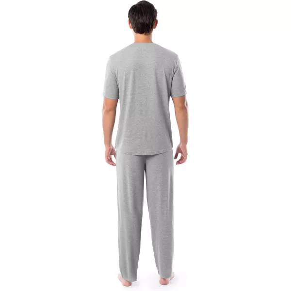 imageFruit of the Loom Mens 360 Stretch Short Sleeve VNeck Top and Pant Sleep Pajama SetGrey Heather