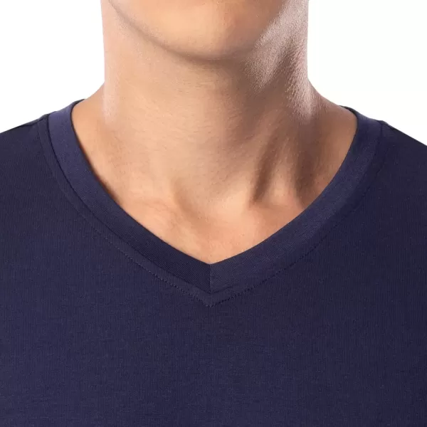 imageFruit of the Loom Mens 360 Stretch Short Sleeve VNeck Top and Pant Sleep Pajama SetNavy