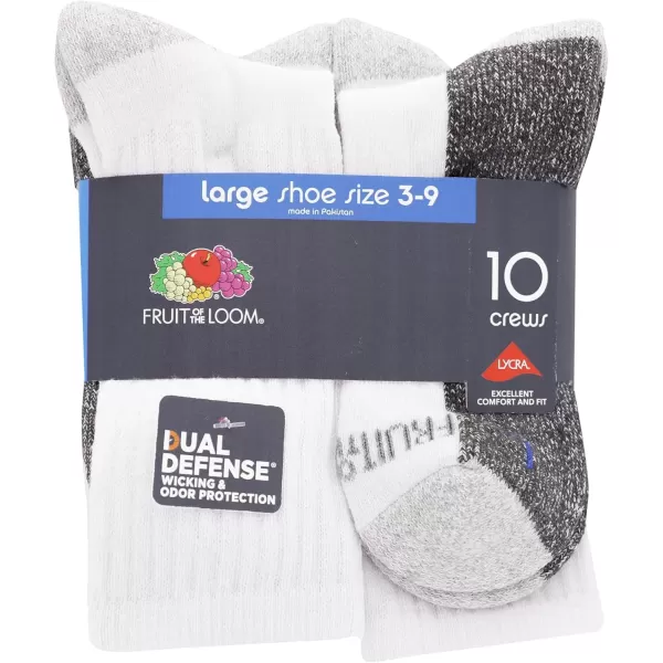 imageFruit of the Loom Boys Dual Defense Crew Socks 10 PackWhite
