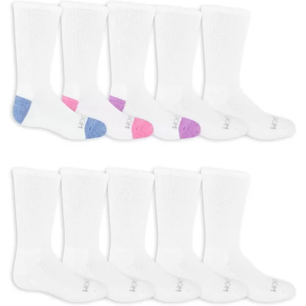 imageFruit of the Loom Girls Everyday Active Sport Crew Socks 10 PackWhite
