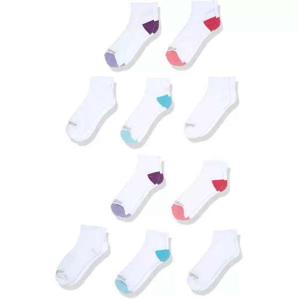 imageFruit of the Loom Girls Everyday Essential Soft Cushion SocksWhiteColoured Heel  Toe