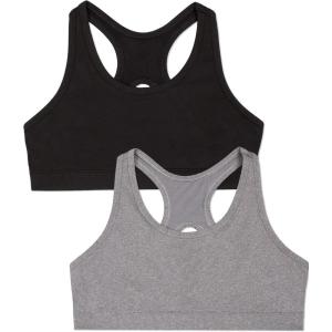 imageFruit of the Loom Girls Stay Dry Racerback Sports BraBlackDark Grey Heather