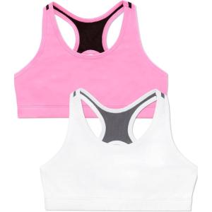 imageFruit of the Loom Girls Stay Dry Racerback Sports BraWhiteNeon Pink