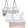 imageFruit of the Loom Girls 3 Pack Spaghetti Strap Sports BraGrey StripeGreyWhite