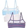 imageFruit of the Loom Girls 3 Pack Spaghetti Strap Sports BraHappy StripeWhiteEyeshadow