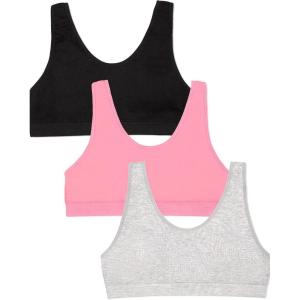 imageFruit of The Loom Girls Seamless Stretch Sports Bra Neon PinkBlack HueGrey Heather