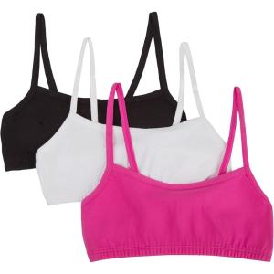 imageFruit of the Loom Girls 3 Pack Spaghetti Strap Sports BraBlack HuePassion FruitWhite