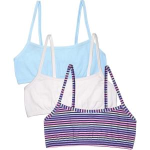 imageFruit of the Loom Girls 3 Pack Spaghetti Strap Sports BraHappy StripeWhiteEyeshadow