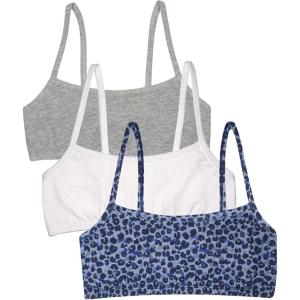 imageFruit of the Loom Girls 3 Pack Spaghetti Strap Sports BraMulti LeoWhiteGrey Heather