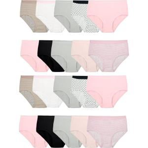 imageFruit of the Loom Girls Cotton Brief Underwear MultipackBrief  20 Pack  BlackPinkGrey