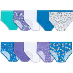 imageFruit of the Loom Girls Cotton Brief Underwear MultipackLow Rise Brief  10 Pack  PurpleBlueWhite