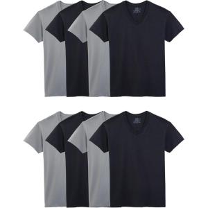 imageFruit of the Loom Mens Lightweight Active Cotton Blend UndershirtsVneck  8 Pack  BlackGrey
