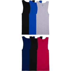 imageFruit of the Loom Mens Sleeveless Tag Free Moisture Wicking Tank AShirt6 Pack  Assorted Colors