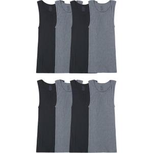 imageFruit of the Loom Mens Sleeveless Tag Free Moisture Wicking Tank AShirt8 Pack  BlackGrey