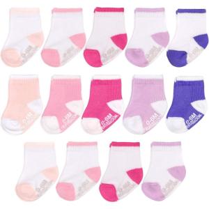 imageFruit of the Loom Baby 14Pack Grow ampamp Fit Flex Zones Cotton Stretch Socks  Unisex Girls BoysPink Pop