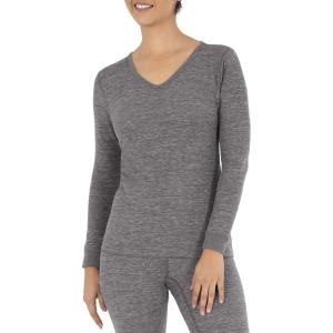 imageFruit of the Loom womens Micro Waffle Thermal VneckSmoke Heather