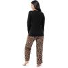 imageFruit of the Loom Womens Sueded Jersey Crew Top and Fleece Pant Sleep SetBlackCheetah Print