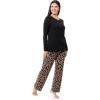 imageFruit of the Loom Womens Sueded Jersey Crew Top and Fleece Pant Sleep SetBlackCheetah Print