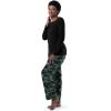 imageFruit of the Loom Womens Sueded Jersey Crew Top and Fleece Pant Sleep SetBlackGreen Camo