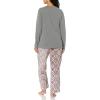 imageFruit of the Loom Womens Sueded Jersey Crew Top and Fleece Pant Sleep SetHeather GreySnowflake
