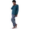 imageFruit of the Loom Womens Sueded Jersey Crew Top and Fleece Pant Sleep SetMidnight BlueTartan Plaid